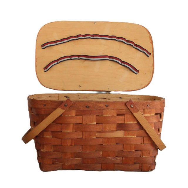 Rustic European Antique French Splint Picnic Basket For Sale - Image 3 of 7