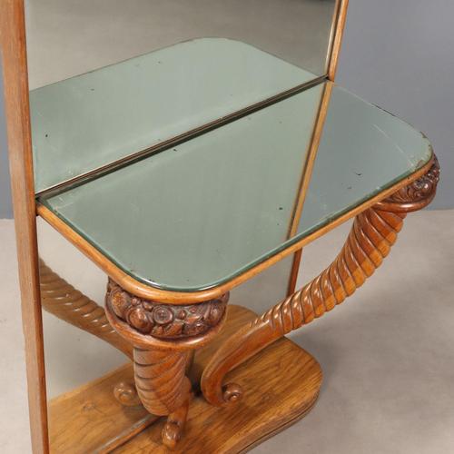 Oak Console Table with Mirror For Sale - Image 4 of 10