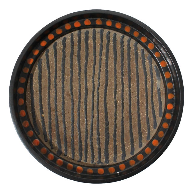 Large Vintage Geometric Ceramic Ringo Bowl by Mari Simmulson for Upsala-Ekeby, Sweden, 1960s For Sale
