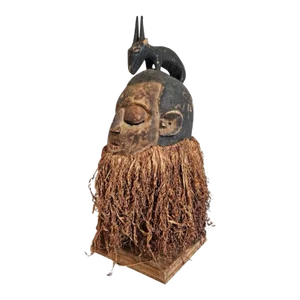 Antique African Tribal Carved Hemba Helmet Mask