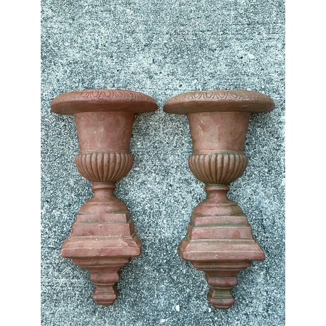 Vintage Fluted Urn Wall Pockets - A Pair For Sale - Image 10 of 12