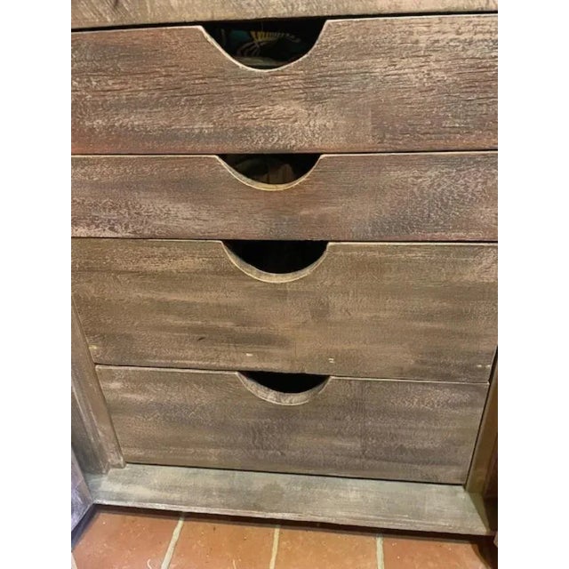 Wood 1970s Hand Crafted/Painted Log Wood Cabinet With Twig Doors & 3 Drawers For Sale - Image 7 of 12