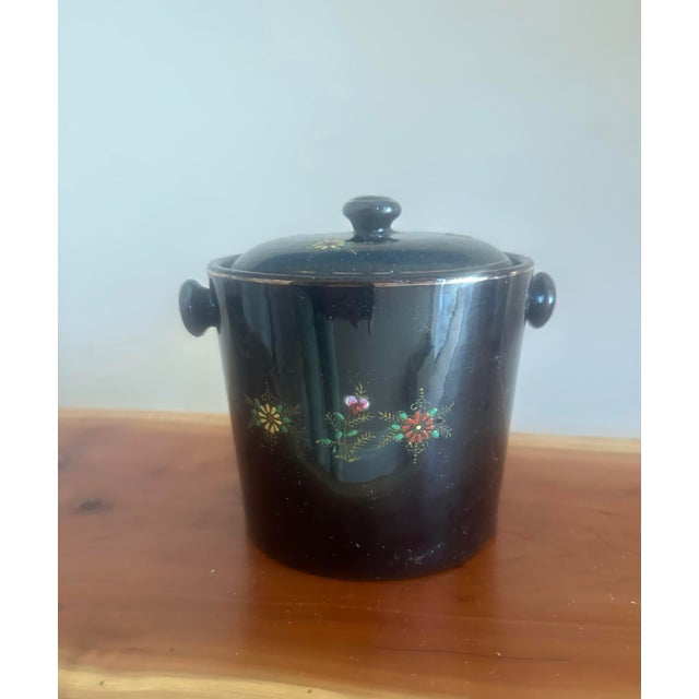 Traditional Vintage Floral Lidded Pot – Hand-Painted Cottage Garden Motif For Sale - Image 3 of 6