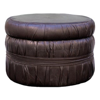 Vinyl and Wood Pouf with Ladder and Compartment, Italy, 1960s For Sale