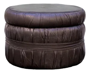 Vinyl and Wood Pouf with Ladder and Compartment, Italy, 1960s