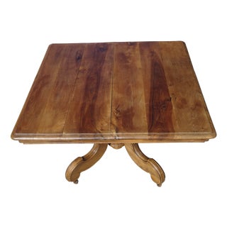 19th Century Square Walnut Pedestal Table For Sale
