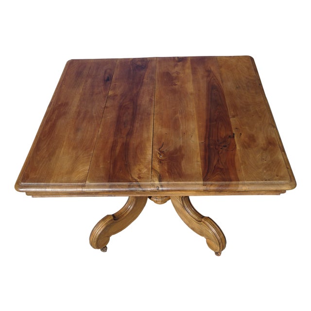 19th Century Square Walnut Pedestal Table For Sale