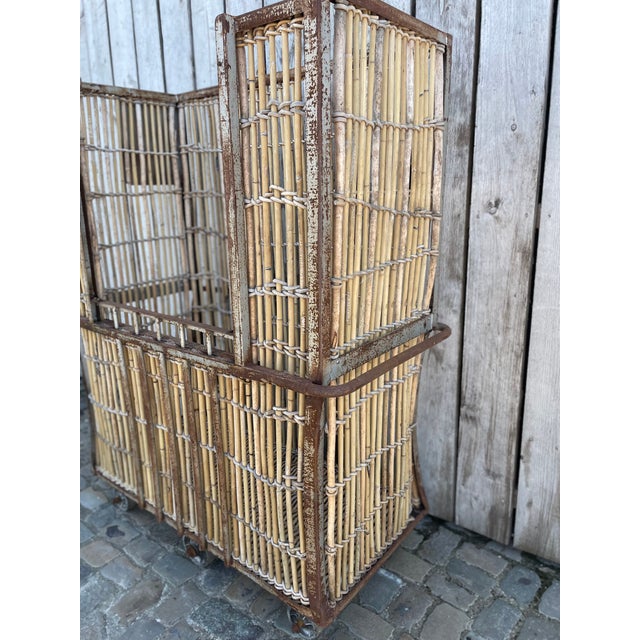 Antique Bamboo and Iron Cart, 1950s For Sale - Image 3 of 16