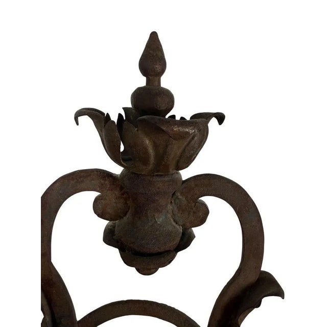 Pair of Hand-Forged Wrought Iron Lamps, Spanish Revival Style, Spain For Sale In Los Angeles - Image 6 of 8