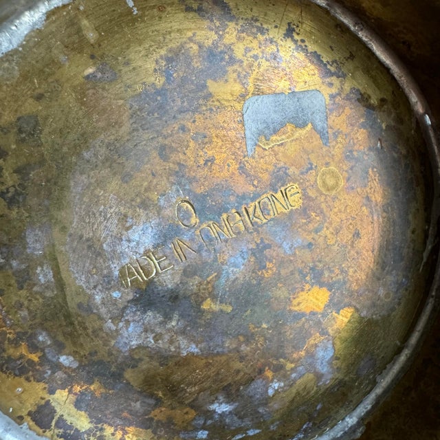 Metal Vintage Brass Lotus Flower Planter Cache Pot Centerpiece Bowl For Sale - Image 7 of 8