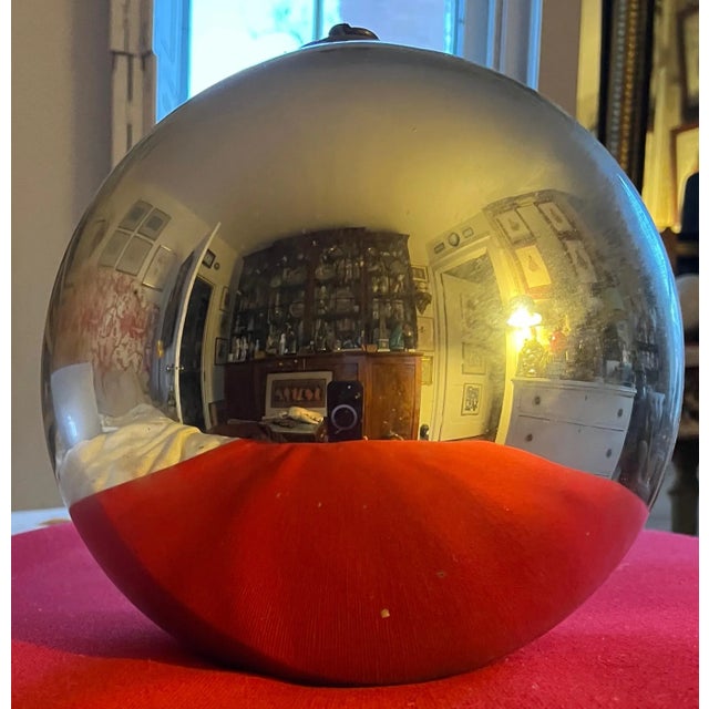 Glass Very Large 19th Century German Silver Mercury Glass Kugel Sphere or Witch's Gazing Ball For Sale - Image 7 of 9