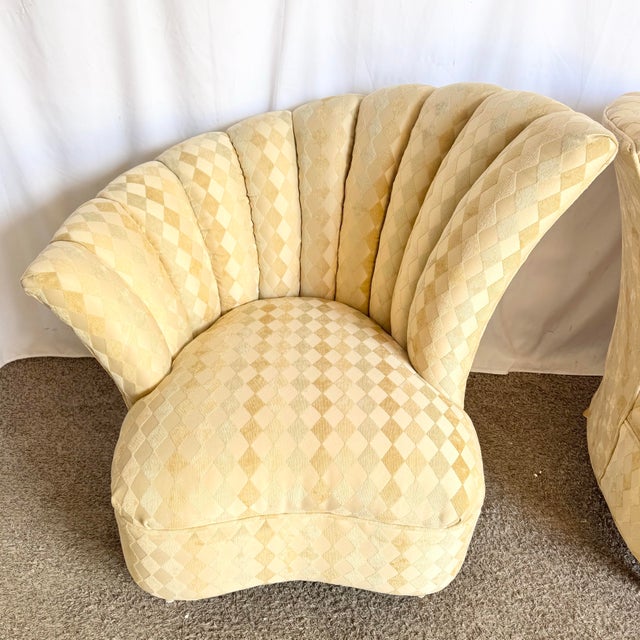 Textile Postmodern Ascending Clam Shell Lounge Chairs - A Pair For Sale - Image 7 of 8
