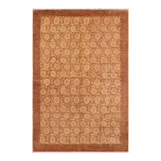 Oriental Ziegler Aaron Brown Tan Hand-Knotted Wool Rug - 6'0'' X 8'1'' For Sale
