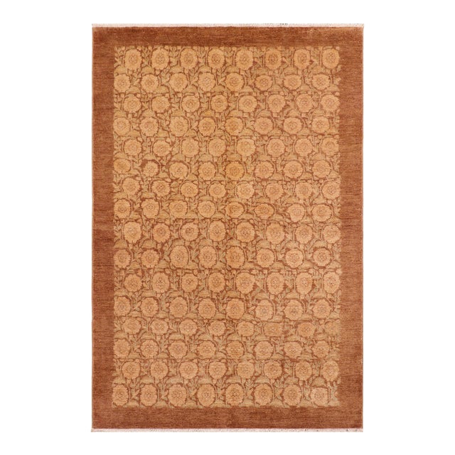Oriental Ziegler Aaron Brown Tan Hand-Knotted Wool Rug - 6'0'' X 8'1'' For Sale