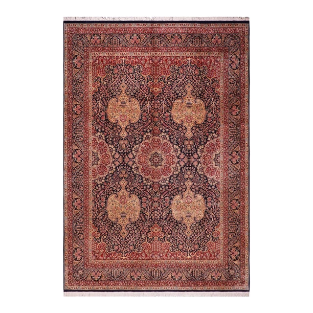 Art Nouveau 1990's Sultan Pak-Persian Blue/Blue Wool Rug - 9'2'' X 12'1'' For Sale