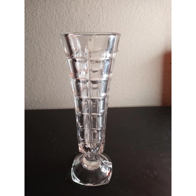 This is a Cristal D Arques France Lead Crystal 9" Pedestal Vase. Procured at auction BOX 14