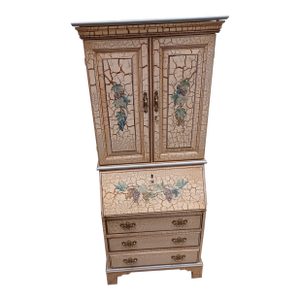 Late 20th Century Jasper Furniture Company Handpainted Standing Jewelry Cabinet With Crackle Finish