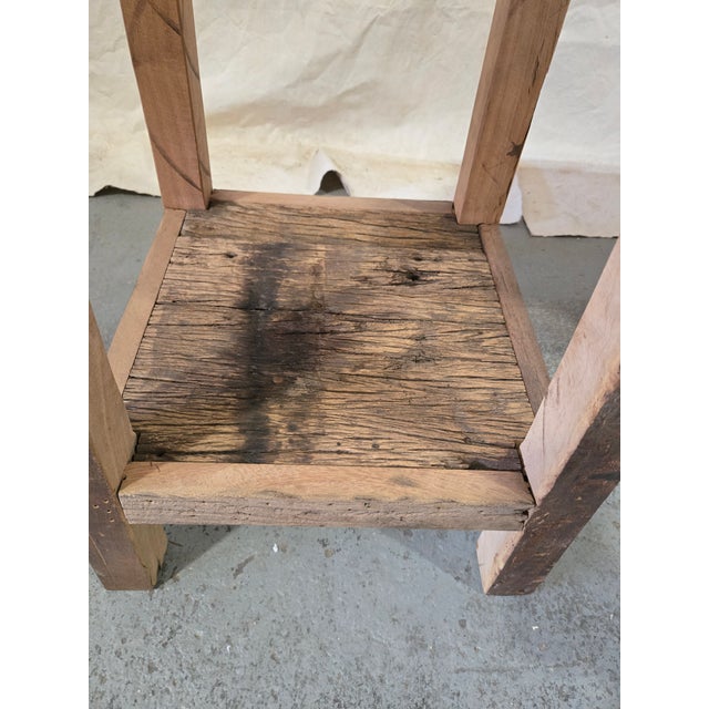 Brown Early 20th Century Handcrafted Reclaimed Teak Rustic Side Table With Drawer For Sale - Image 8 of 9