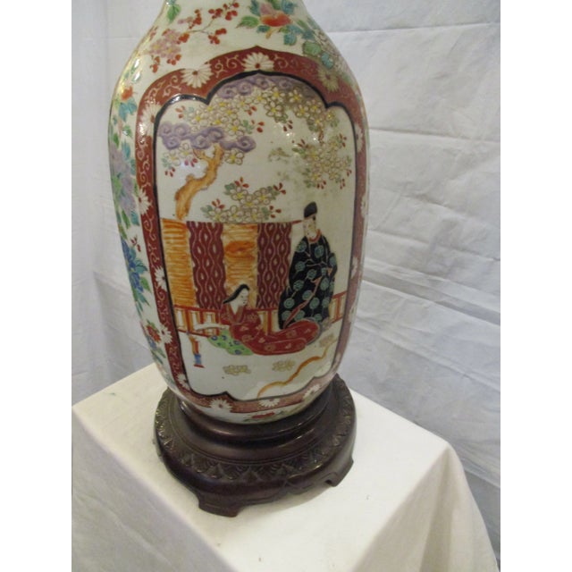 Japanese Satsuma VaseLamp on Wooden Base Chairish