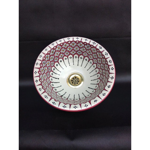 Metal Contemporary Ceramic Floral Hand-Paint Bar Sink For Sale - Image 7 of 7