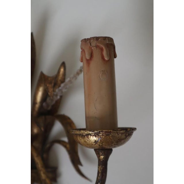 Wall Lamp with Ears of Wheat Crystal Gold and Silver Leaf from Maison Bagues, 1960s For Sale - Image 4 of 12