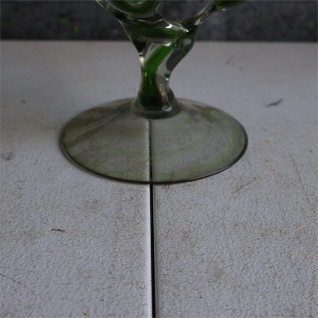 1970s Mid Century Vintage Artistic Green Big Glass Vase, Poland For Sale In Savannah - Image 6 of 6
