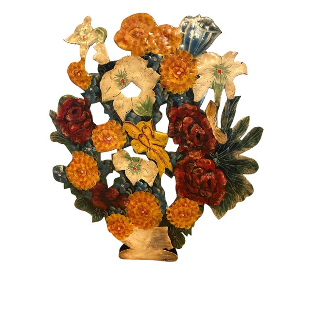 Metal 1930s Tole Floral Fireplace Screen For Sale - Image 7 of 12