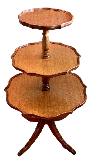 Mahogany Three-Tier 4 Leg Pie-Crust Dumbwaiter/ Parlor Table