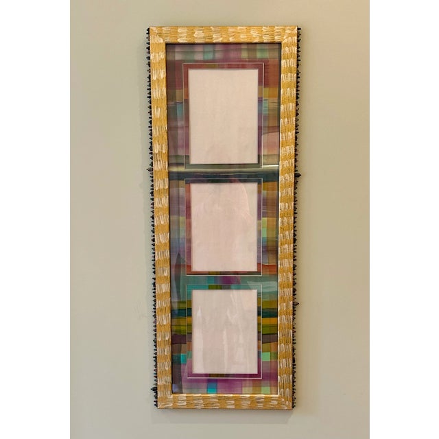Gold Late 20th Century Folk Art Hand Painted Triple Picture Frame For Sale - Image 8 of 8