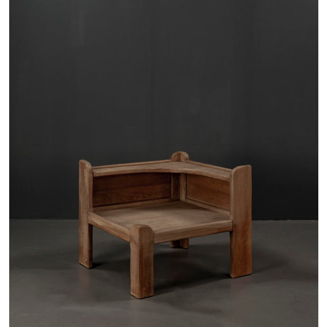 Brutalist side table made of oak, manufactured in the Netherlands in the 1960s. The oak has been bleached and the...