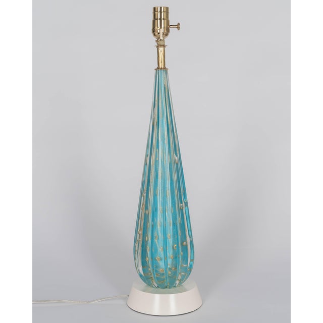 Alfredo Barbini Murano Glass Mid Century Blue Barbini Lamp For Sale - Image 4 of 11