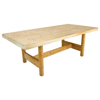 Substantial Solid Scandinavian Pine Butcher Block Dining Table For Sale