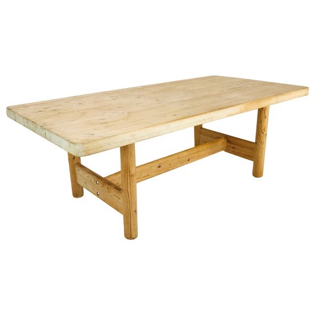 Substantial Solid Scandinavian Pine Butcher Block Dining Table Chairish