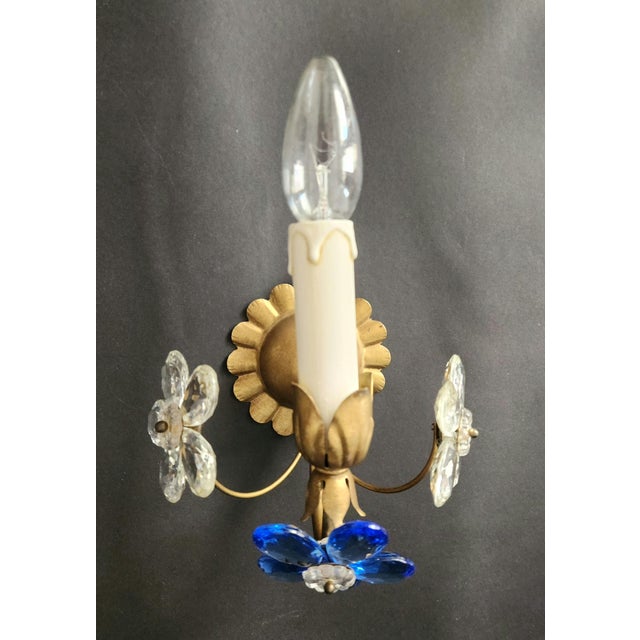 Gilt Floral Wall Lamps with Murano Glass Flowers, Italy, 1960s, Set of 2 For Sale - Image 14 of 18