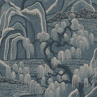 SAMPLE - Boråstapeter Indigo Garden Wallpaper In Blue For Sale