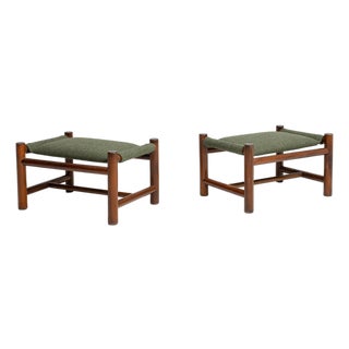 Pair Of Mid-Century Upholstered Stools For Sale