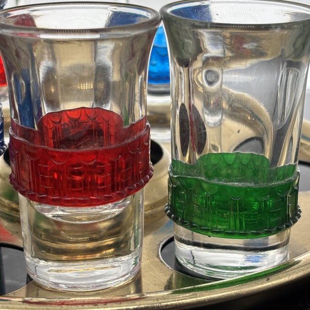 Gold Mid 20th Century Liquor Dispenser With Shot Glasses For Sale - Image 8 of 9