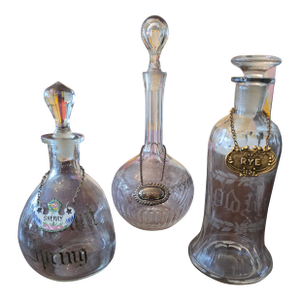 Vintage Decanters Barware With Enamel Tag- Set of 3