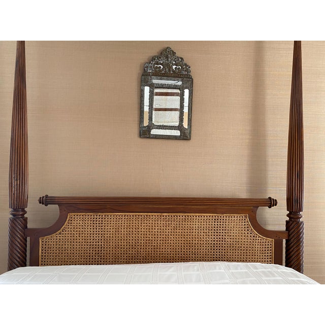 Vintage British Khaki "Lord Mountbatten" Four Poster Anglo-Indian Style Canopy Queen Bed For Sale - Image 11 of 18