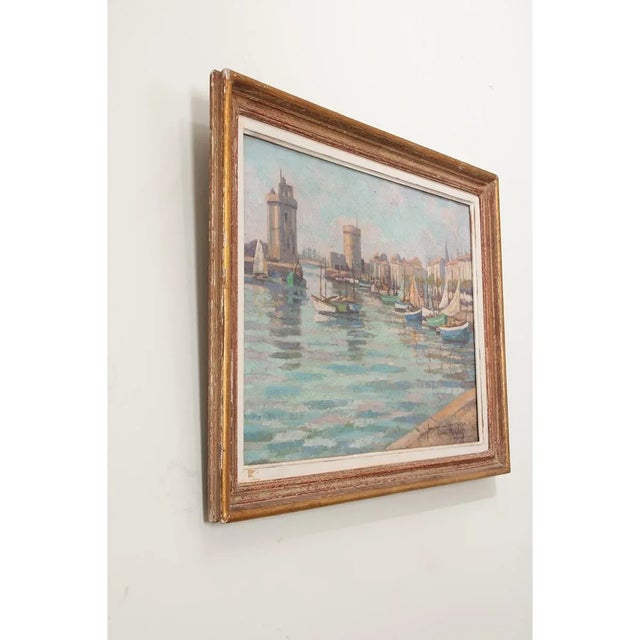 French Vintage Framed Seaside Oil Painting For Sale - Image 9 of 10