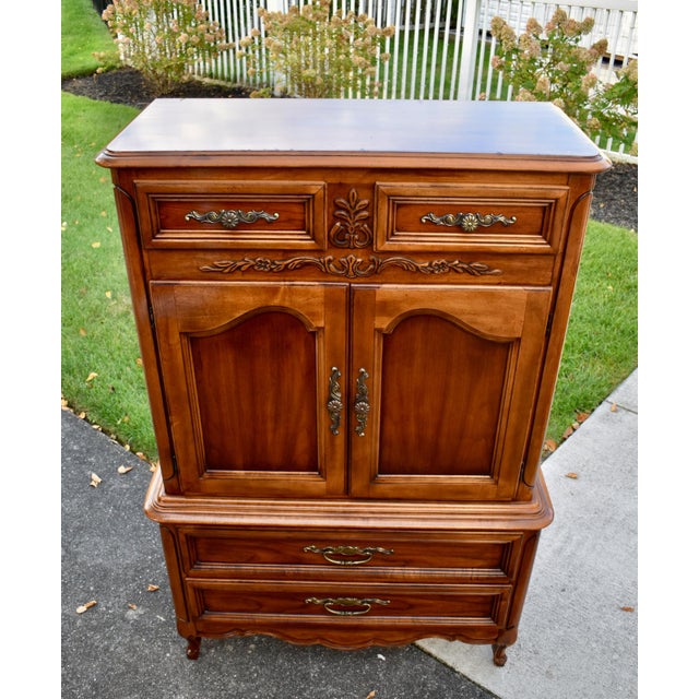 Cherry Dixie Furniture Tall Chest Vintage French Provincial Cabinet Chest For Sale - Image 10 of 18