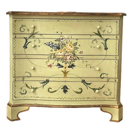 Early 20th Century Hand-Painted Serpentine Chest of Drawers For Sale