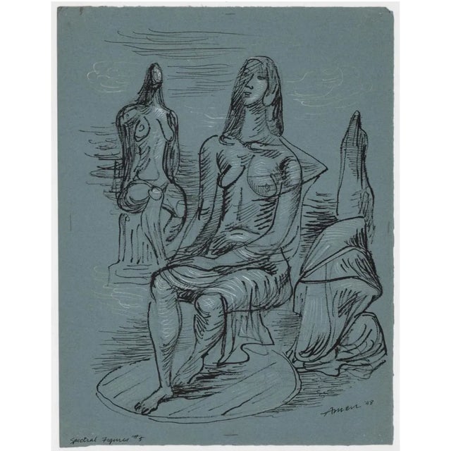 Irving Amen 1948 Irving Amen Spectral Figures Number 5 For Sale - Image 4 of 5