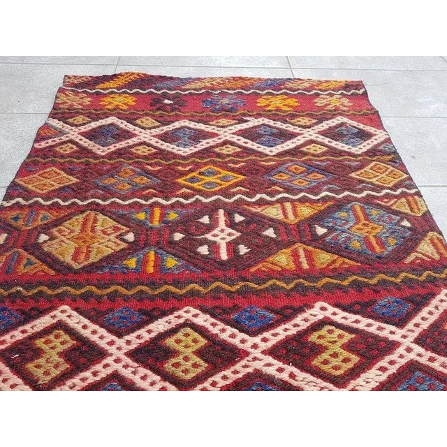 Art Deco 1960s DEcorative Vintage Kurdish Kilim Rug For Sale - Image 3 of 11