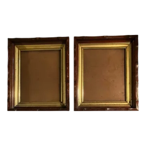 1870’s 2 Carved Walnut 8 X 10 Picture Frames With Gold Leaf Liner -A Pair