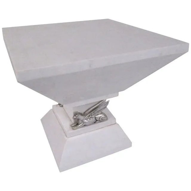 Stone Mid-Century Marble Pedestal With Griffin Detail For Sale - Image 7 of 7