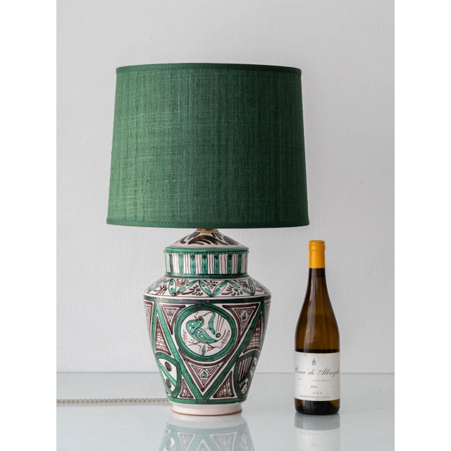 A one-of-a-kind Spanish table lamp crafted from a hand-thrown and hand-painted Teruel vase by the Punter family of Aragón,...