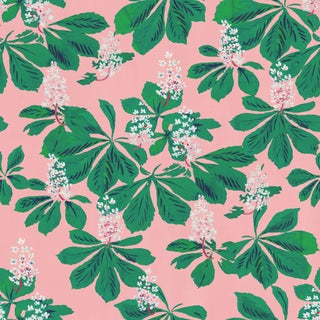 Sample - Blossoming Flowers Wallpaper by Paule Marrot in Pink For Sale