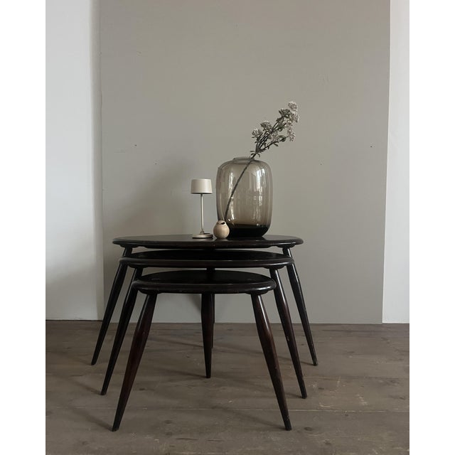 Pebble Nesting Tables from Ercol, 1960s, Set of 3 For Sale - Image 3 of 13