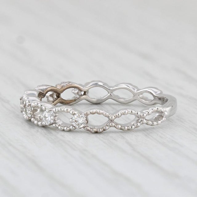Contemporary New 0.15ctw Diamond Ring 14k White Gold Size 6.5 Band Wedding Stackable For Sale - Image 3 of 7